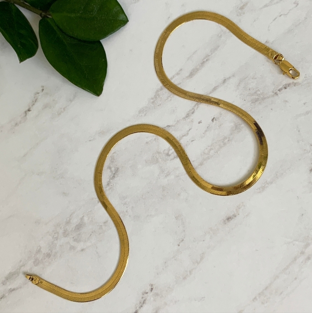 18K Gold Filled Snake Chain/Herringbone Necklace 4mm